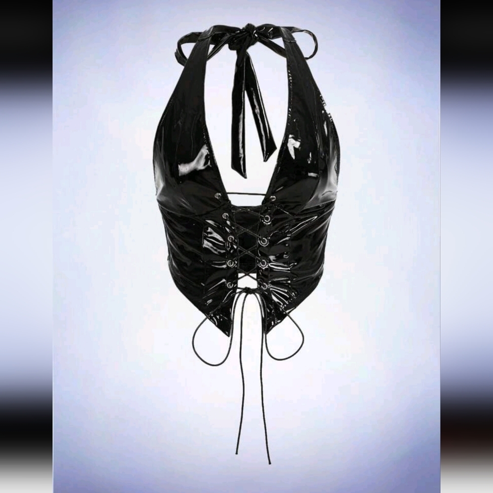 Tie up leather top